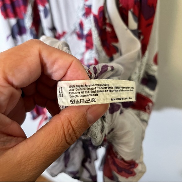 Free People Voile Trapeze Slip Dress Floral Lace Boho Size XS - Picture 10 of 11